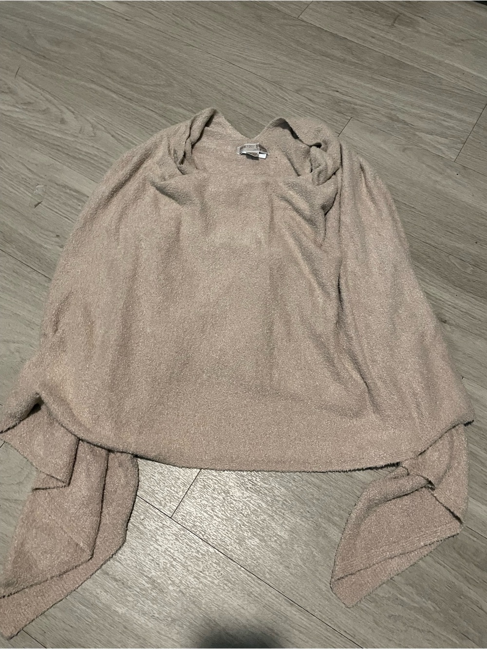 Barefoot Dreams Cozy Knit Shawl poncho in Taupe